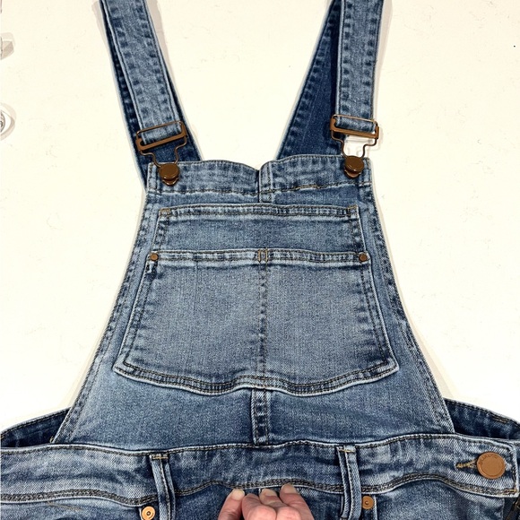 Blank NYC Slim Girlfriend Overalls Jeans Stretch Denim Raw Hem Distressed 28 - Picture 12 of 14